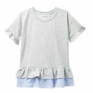 Ten Sixty Sherman Girls Grey Ruffle Hem Tee (L)